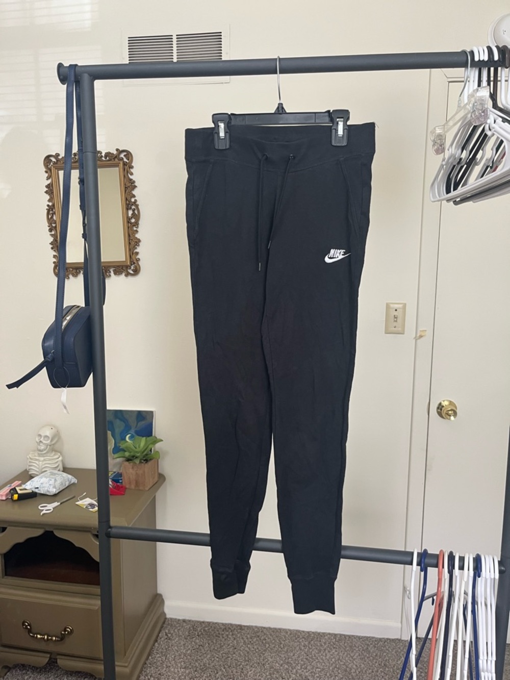Nike Black Jogger Track Pants with White Swoosh